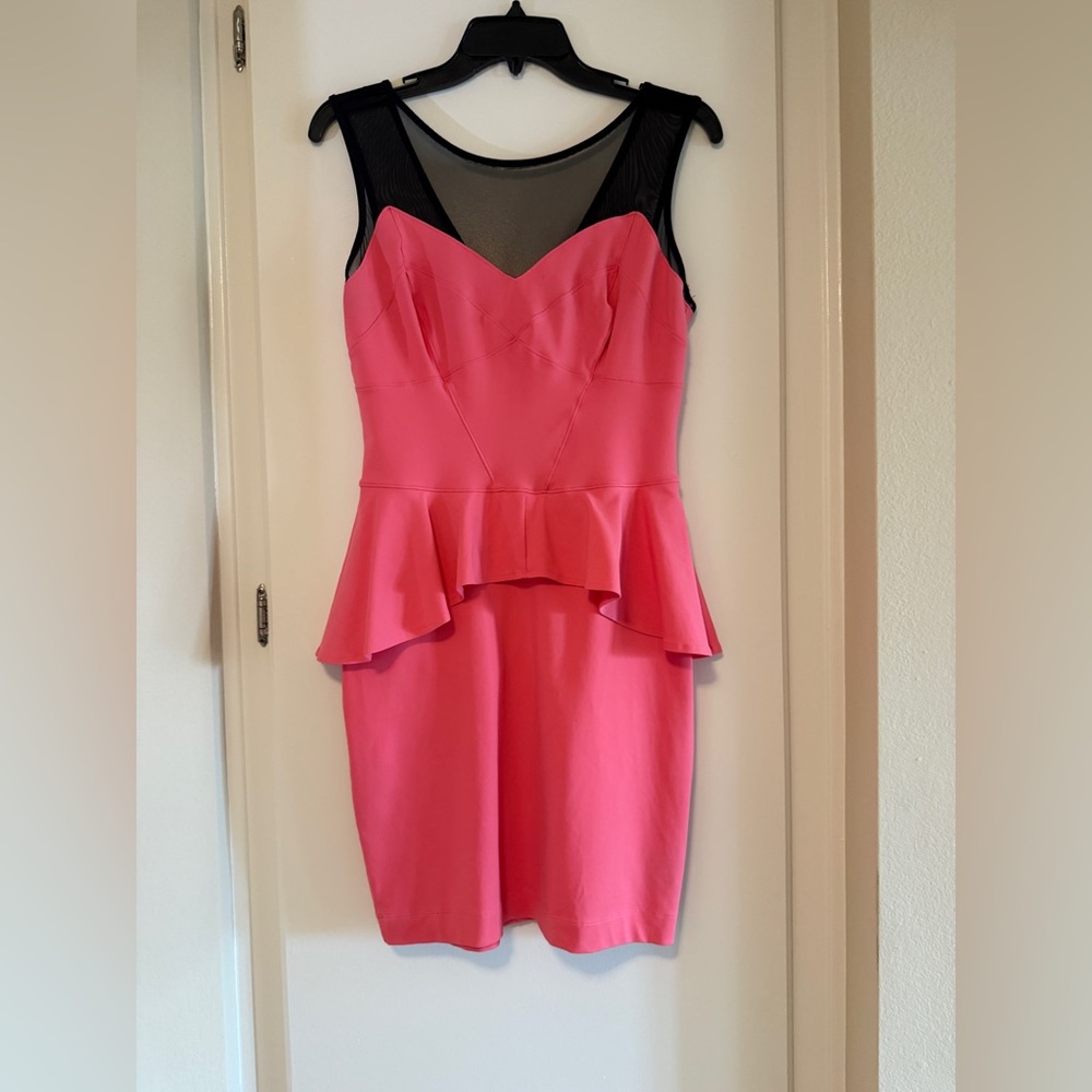 bebe Pink Peplum Mini Dress